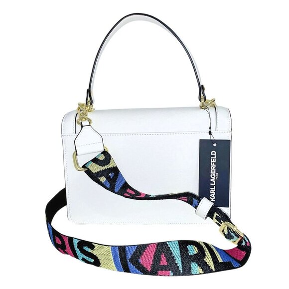 Karl Lagerfeld Paris Simone Leather Crossbody Multi Color Logo Purse Handbag NWT - Picture 7 of 12